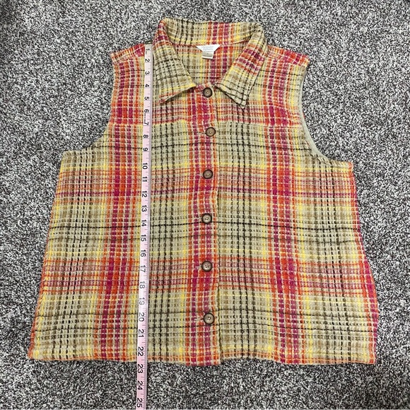 Christopher‎ and Banks Plaid Button Up Vest Colorful Women’s Size L - Picture 8 of 8